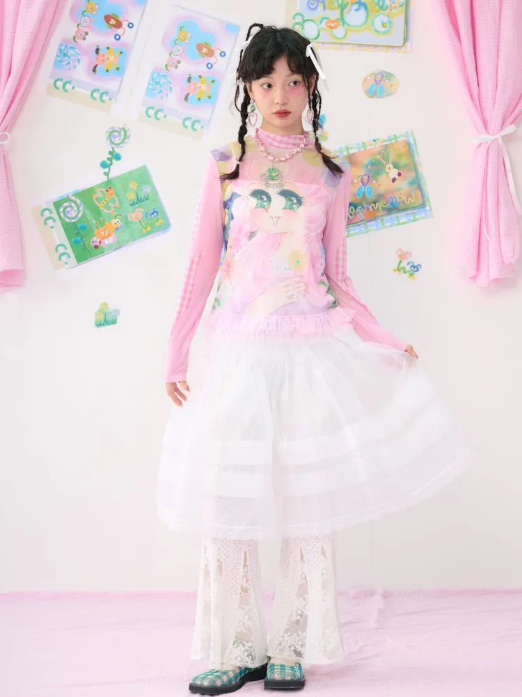 Anime Mesh Printed Breathable Shirt