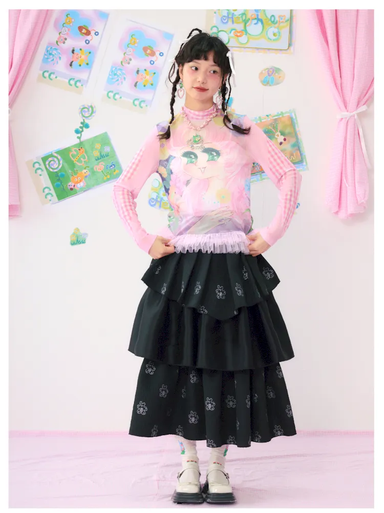 Anime Mesh Printed Breathable Shirt