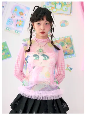 Anime Mesh Printed Breathable Shirt