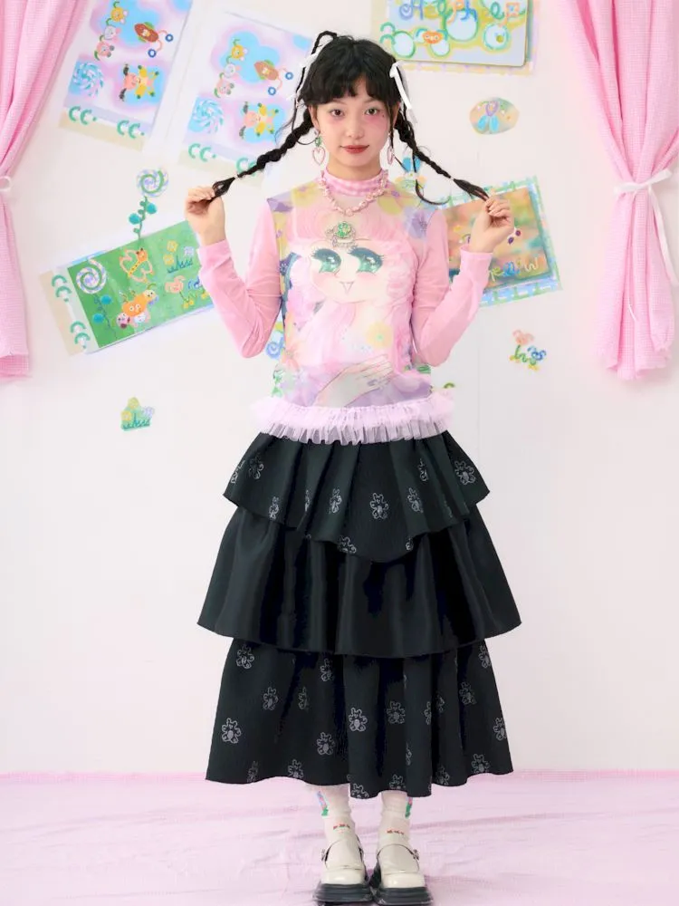 Anime Mesh Printed Breathable Shirt