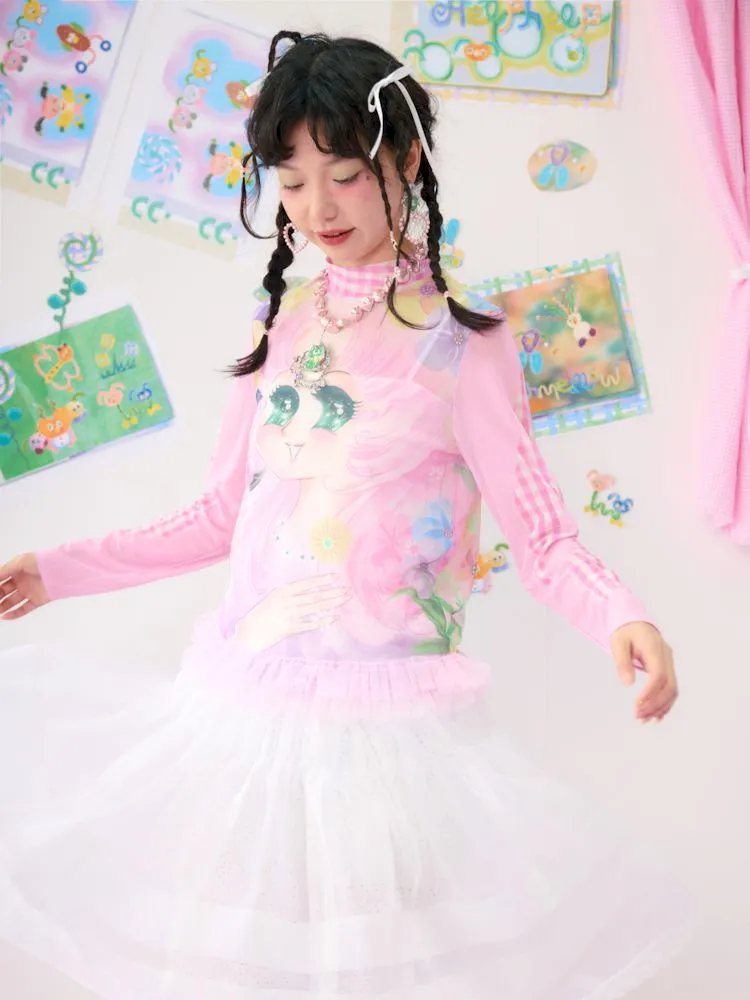 Anime Mesh Printed Breathable Shirt