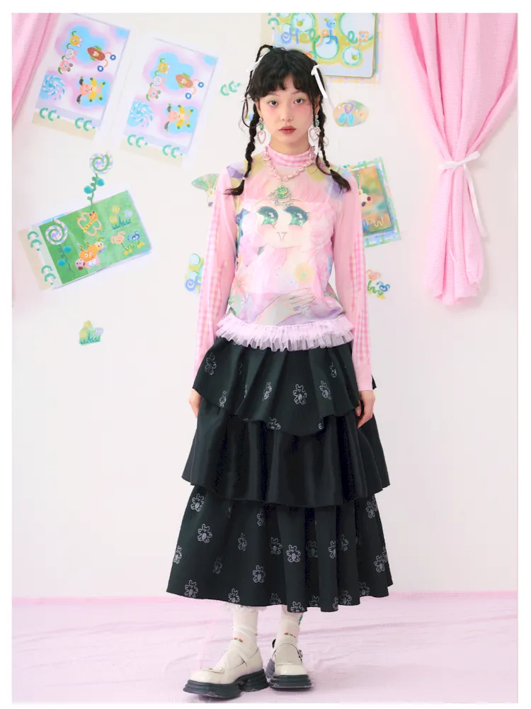 Anime Mesh Printed Breathable Shirt