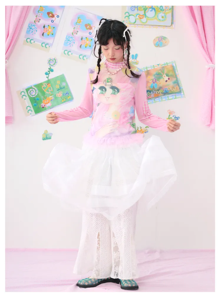 Anime Mesh Printed Breathable Shirt