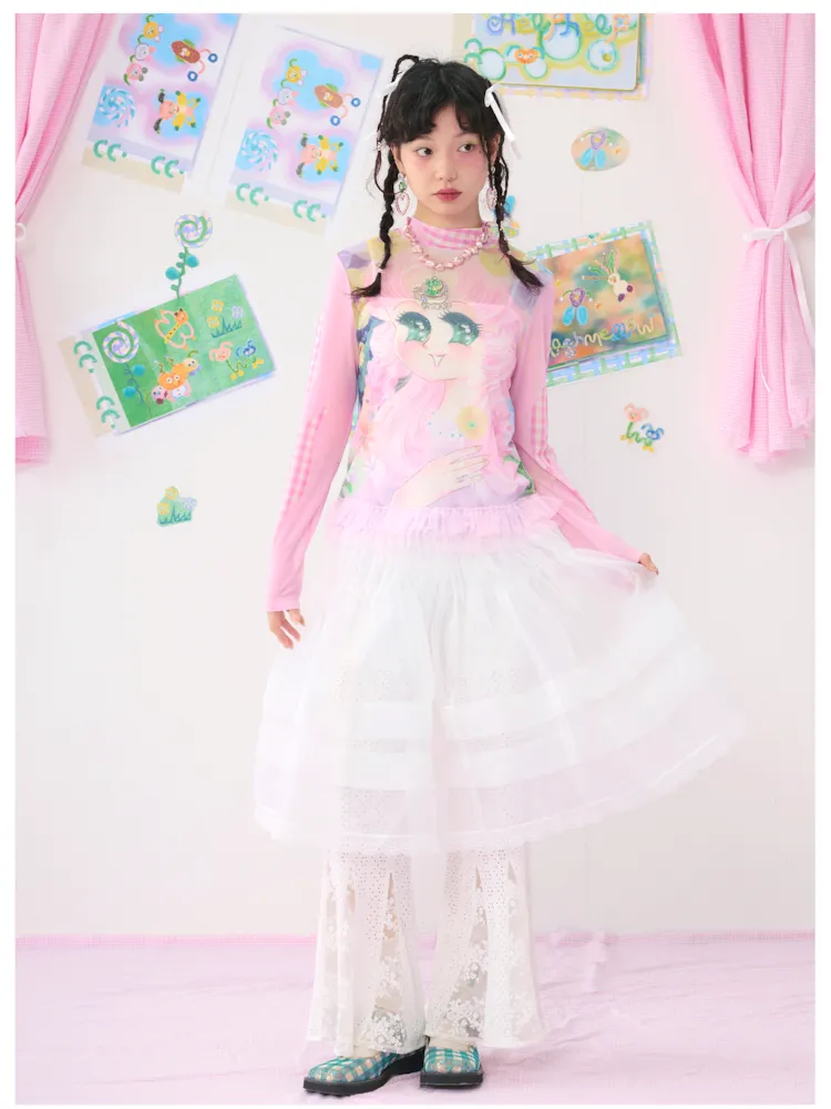 Anime Mesh Printed Breathable Shirt
