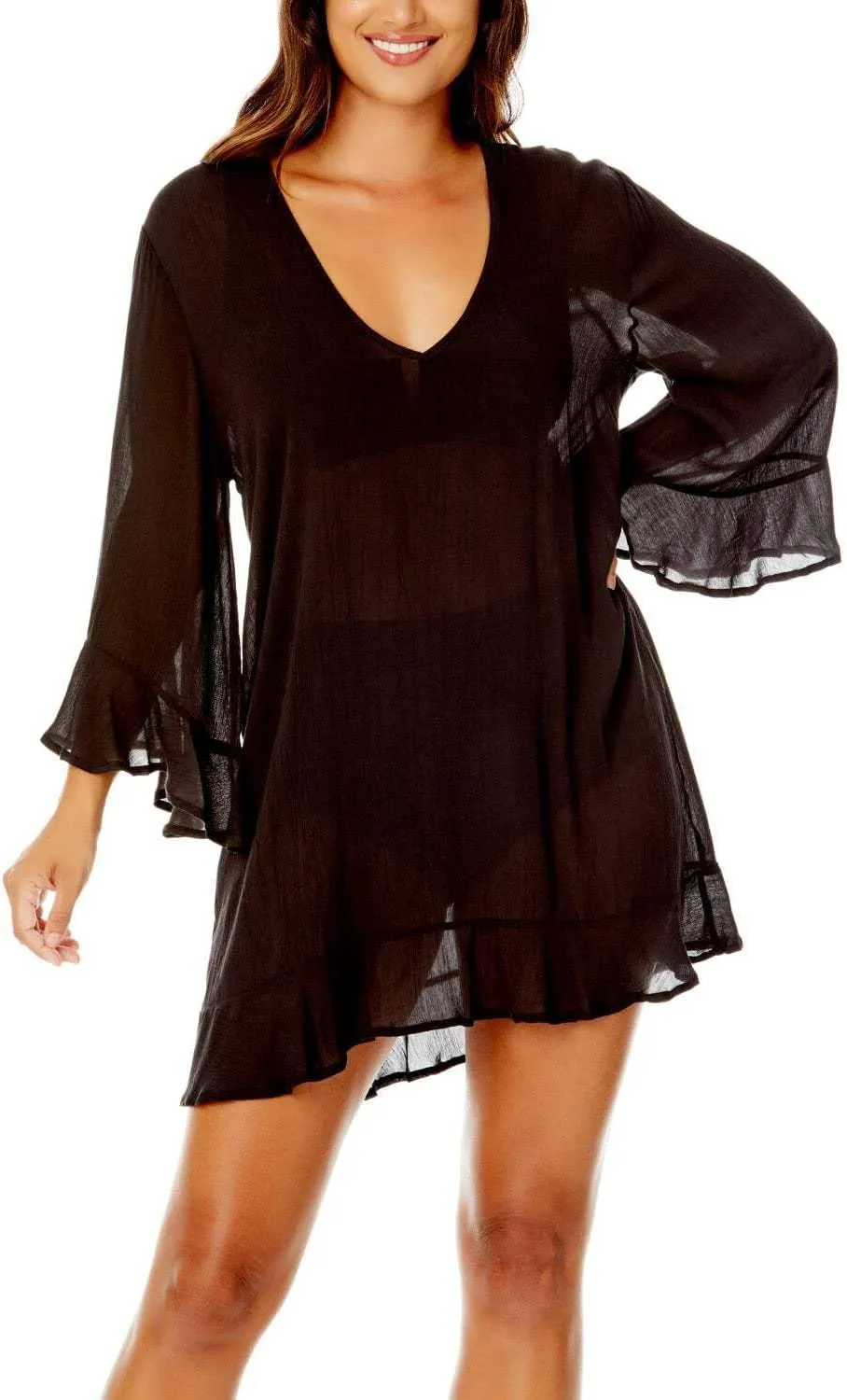 Anne Cole Limited Edition Ladies Flounce V-Neck Tunic Cover-up
