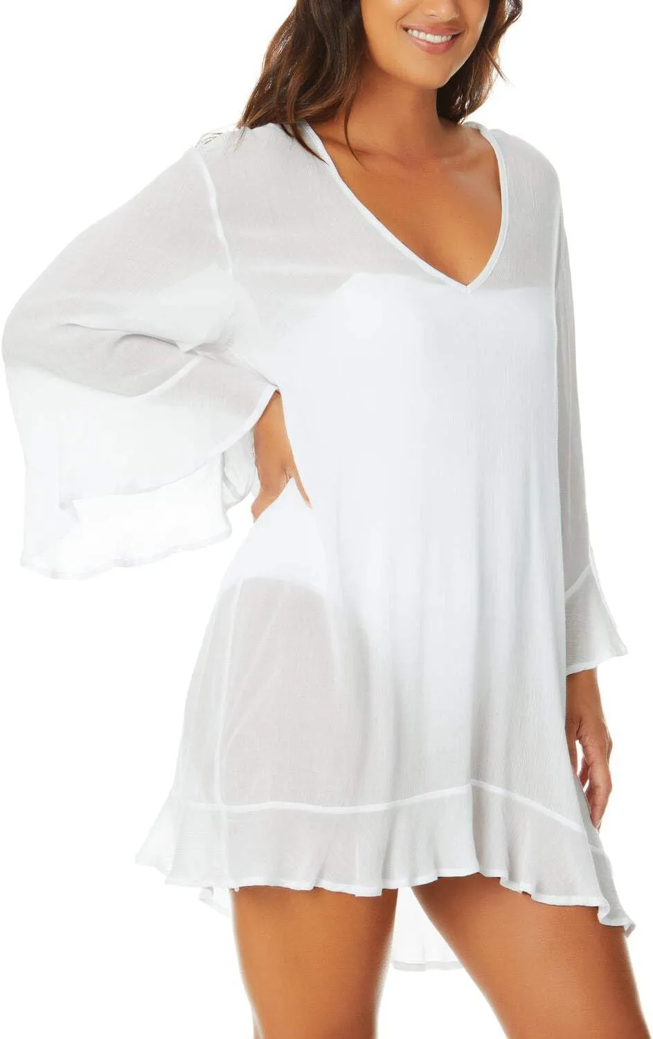 Anne Cole Limited Edition Ladies Flounce V-Neck Tunic Cover-up