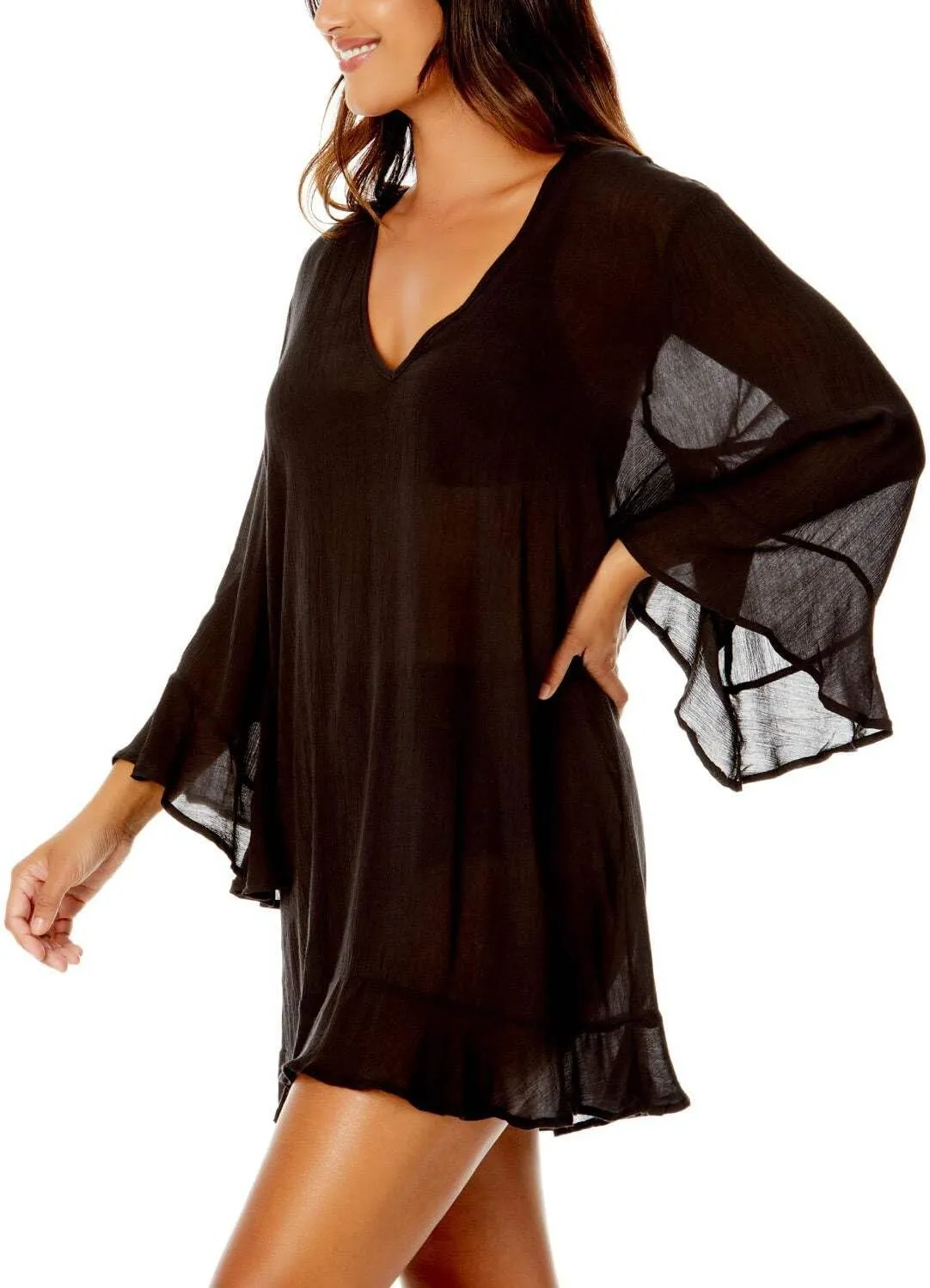 Anne Cole Limited Edition Ladies Flounce V-Neck Tunic Cover-up