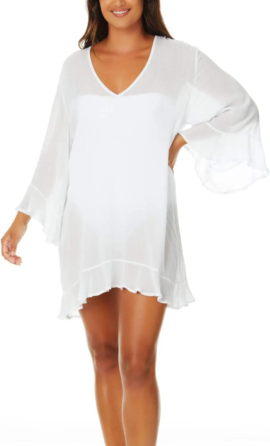 Anne Cole Limited Edition Ladies Flounce V-Neck Tunic Cover-up