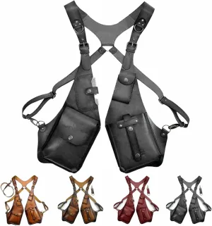 Anti-Theft Bag With Shoulder Harness, Anti Theft Harness Wallet for Men, Mens Leather Harness (Black)