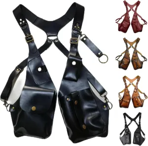 Anti-Theft Bag with Shoulder Harness, Mens Leather Harness,Steampunk Vintage Shoulder Bag (Balck)