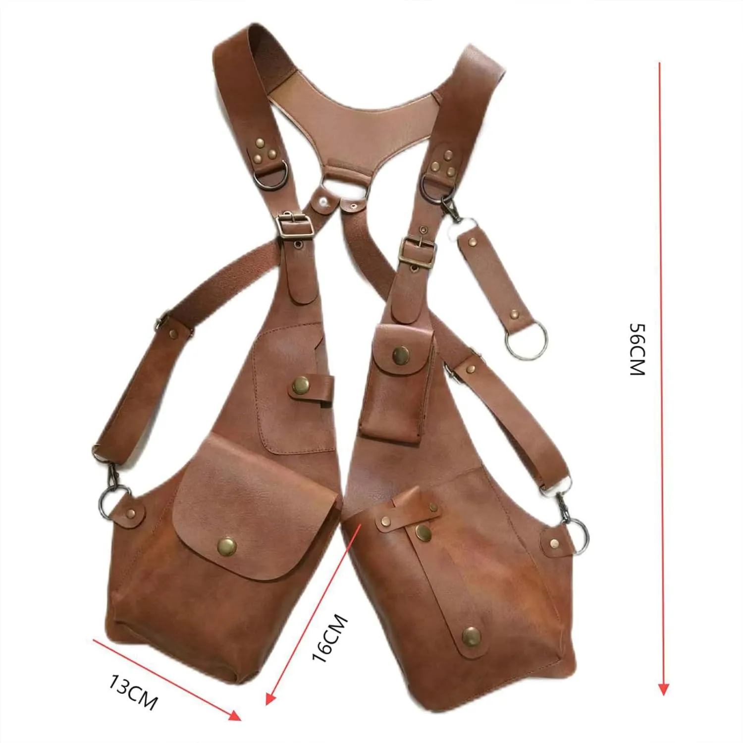 Anti-Theft Bag with Shoulder Harness, Mens Leather Harness,Steampunk Vintage Shoulder Bag (Balck)
