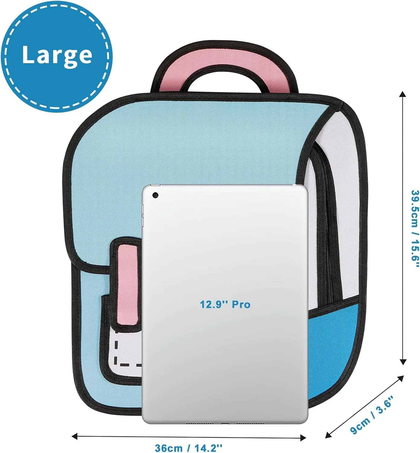 Aobiono Kawaii Backpack Cute Cartoon 3D Jump Style 2D Drawing from Comic Paper Anime Bookbag School Supplies Fun Daypack