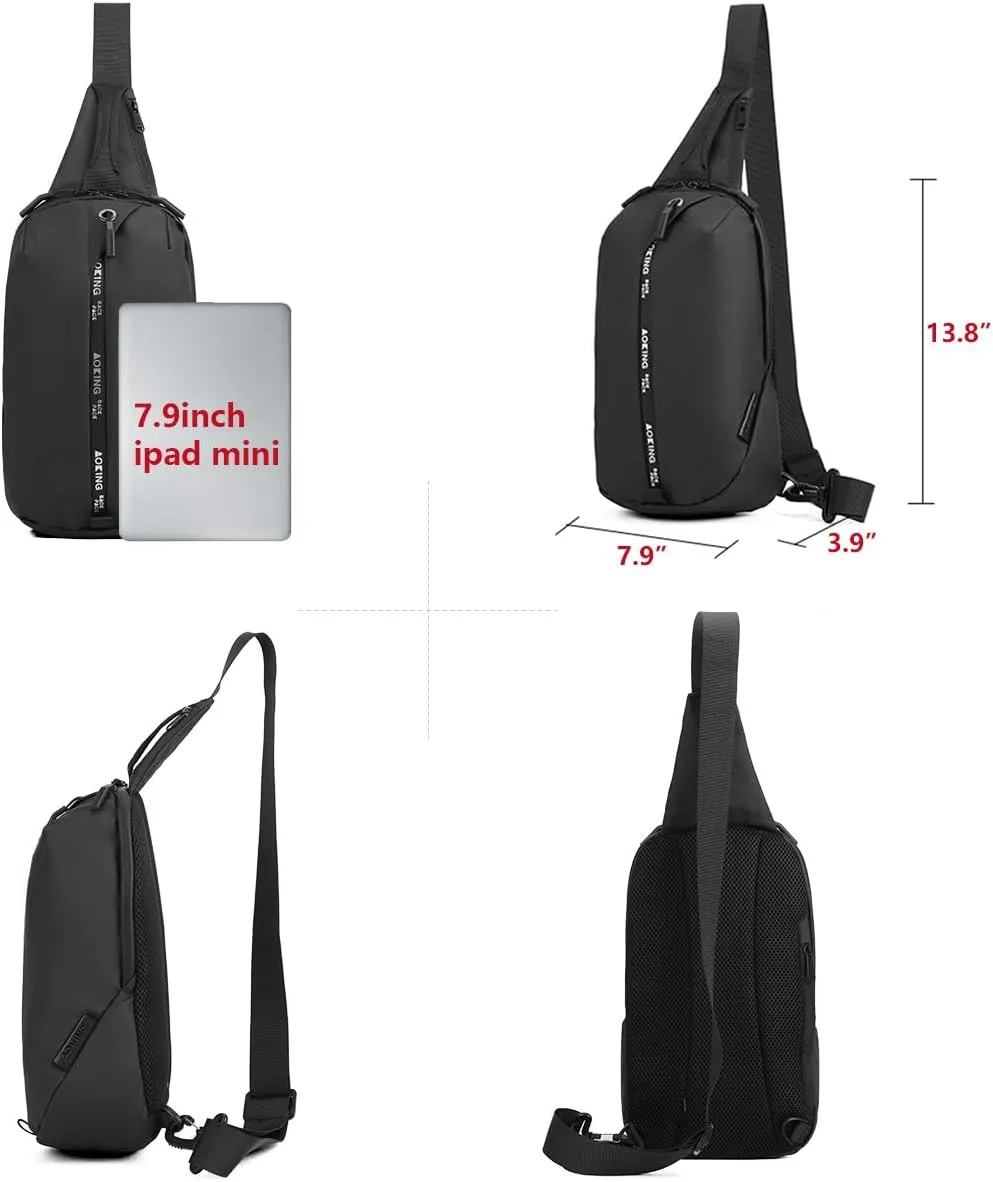 AOKING Mens Sling Bag, Waterproof Cross Body Bag Men's Shoulder Bags Crossbody Sling Backpack, Lightweight One Strap Backpack(7.9x3.9x13.8inches)