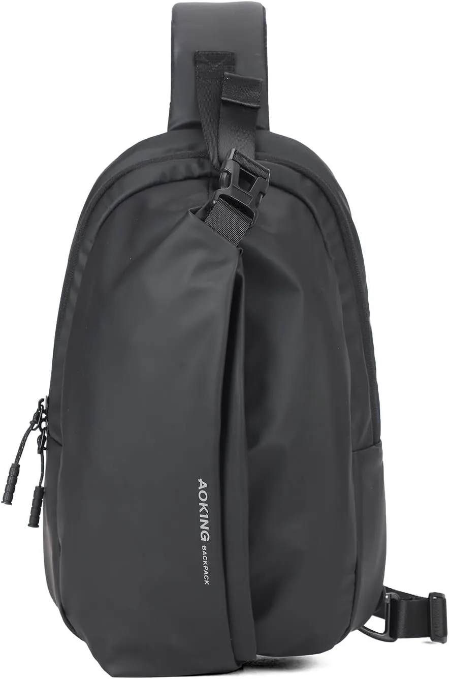 AOKING Mens Sling Bag, Waterproof Cross Body Bag Men's Shoulder Bags Crossbody Sling Backpack, Lightweight One Strap Backpack(9.1x3.1x13.8inches)