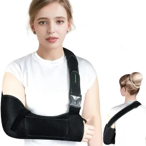 Arm Shoulder Sling,Breathable Medical Sling with Shoulder Pad,support for Women and Men Rotator Cuff Injury,Left or Right Arm,Elbow,Clavicle Fracture Post-Surgery(Black,Large)