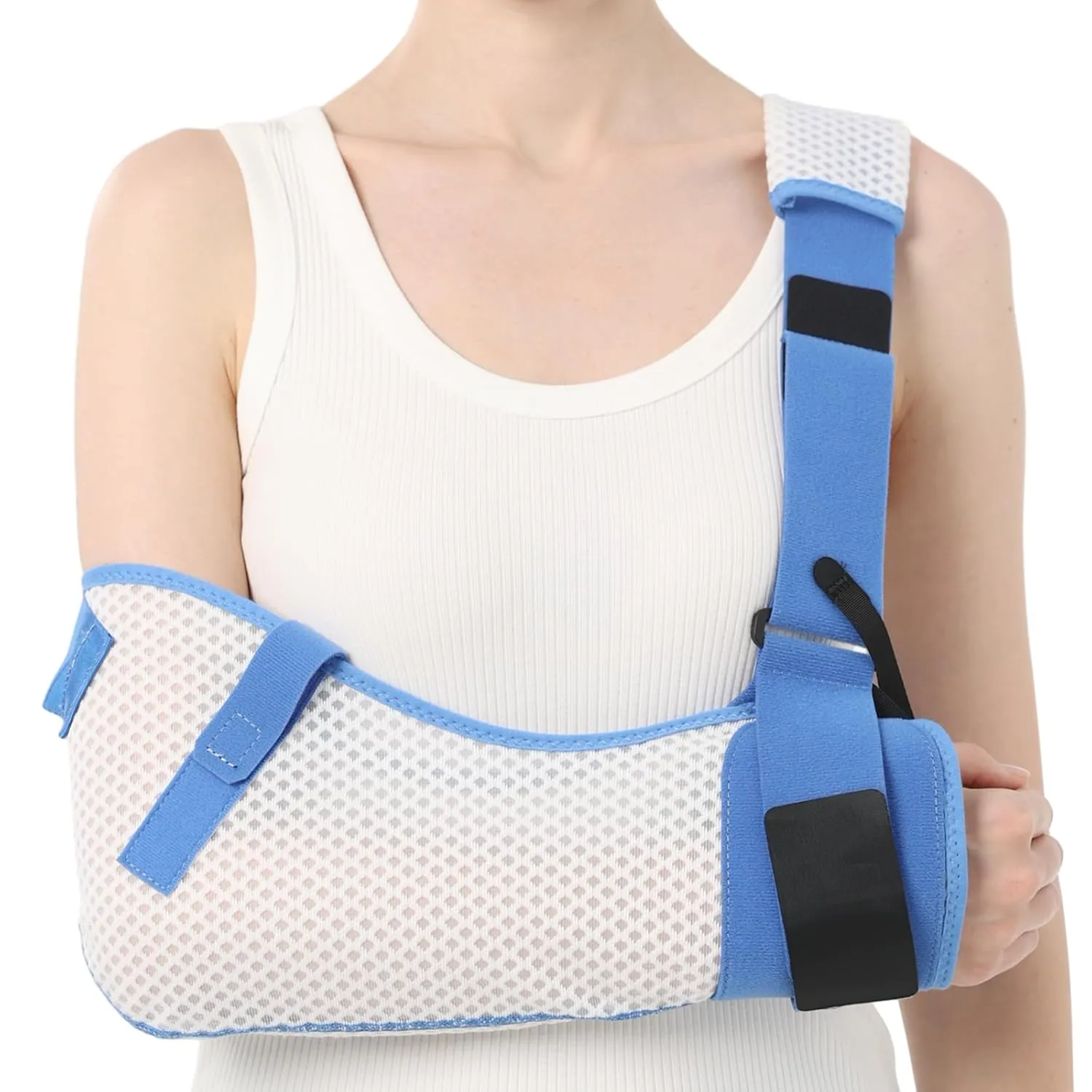 Arm Sling for Shoulder Injury with Waist Strap - Immobilizer Brace Support for Sleeping, Rotator Cuff Surgery (Mesh Version, Right, Large,40-51 inch)