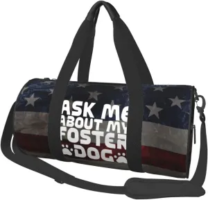 Ask Me About My Foster Dog Duffel Bag Gym Bag Travel Sports Tote Large Foldable Beach Swim Yoga0