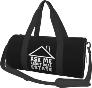Ask Me About Real Estate Duffel Bag Gym Bag Travel Sports Tote Large Foldable Beach Swim Yoga7