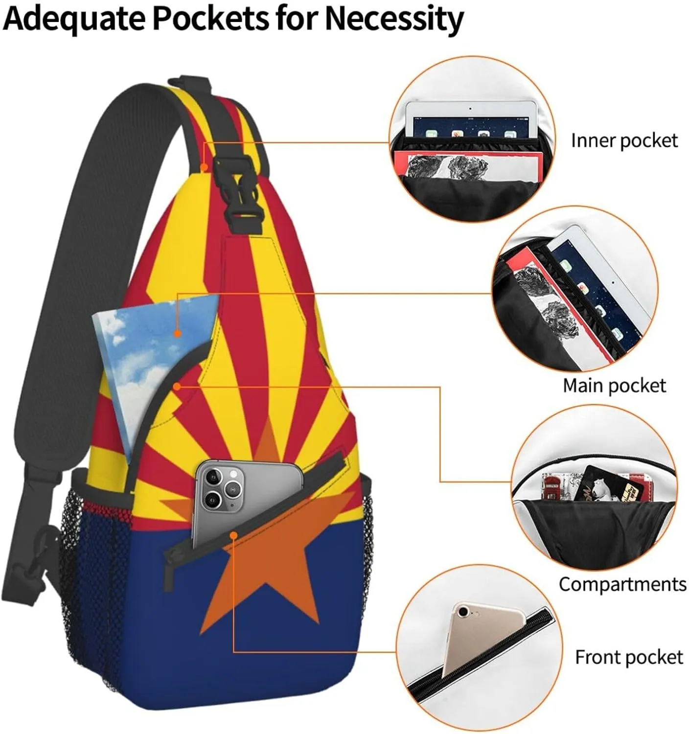 ASYG Arizona Flag Sling Bag Crossbody Backpack Arizonian Travel Hiking Daypack Shoulder Chest Bag for Women Men