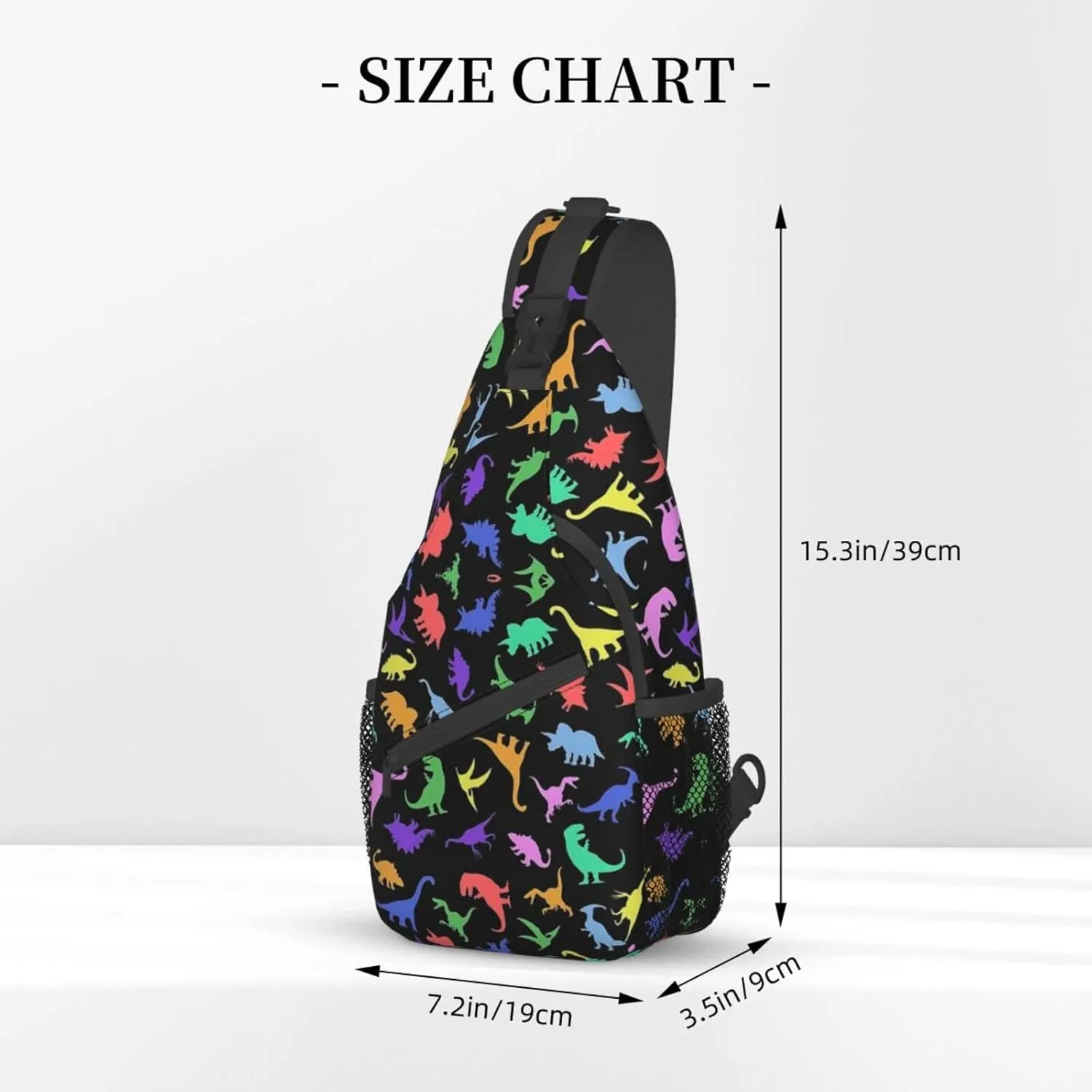 ASYG Cute Funny Dinosaur Sling Bag Crossbody Backpack for Women Men Travel Hiking Daypack Dino Crossbody Shoulder Bag