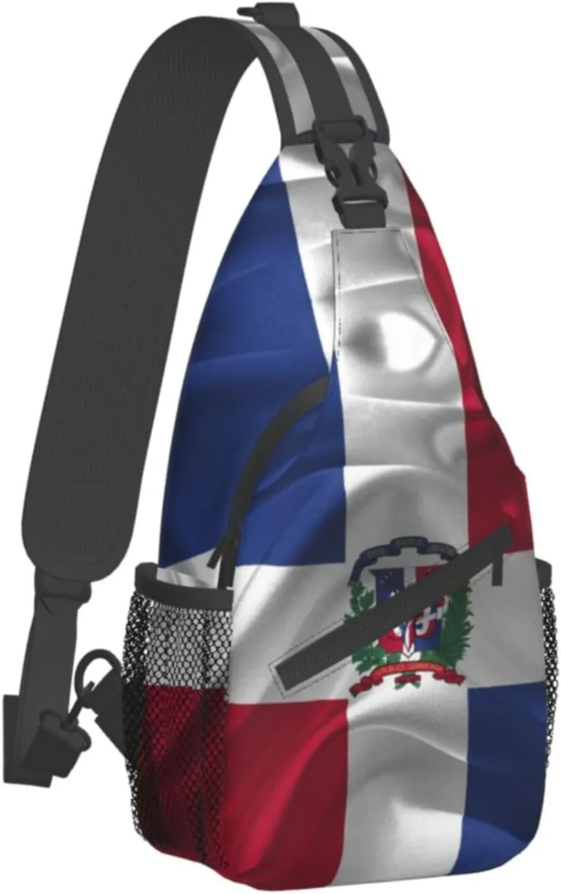 ASYG Funny Dominica Flag Sling Bag Crossbody Backpack Travel Hiking Daypack Dominican Shoulder Bag Chest Bag for Women Men
