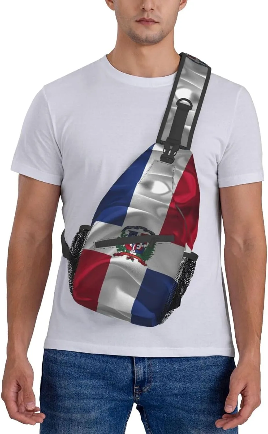 ASYG Funny Dominica Flag Sling Bag Crossbody Backpack Travel Hiking Daypack Dominican Shoulder Bag Chest Bag for Women Men