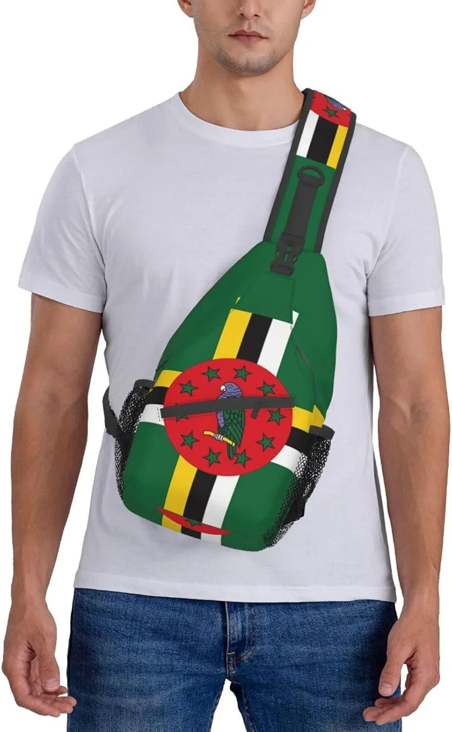 ASYG Funny Dominica Flag Sling Bag Crossbody Backpack Travel Hiking Daypack Dominican Shoulder Bag Chest Bag for Women Men
