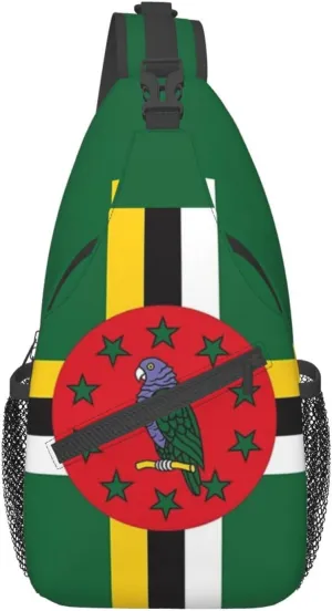 ASYG Funny Dominica Flag Sling Bag Crossbody Backpack Travel Hiking Daypack Dominican Shoulder Bag Chest Bag for Women Men