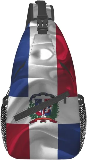 ASYG Funny Dominica Flag Sling Bag Crossbody Backpack Travel Hiking Daypack Dominican Shoulder Bag Chest Bag for Women Men