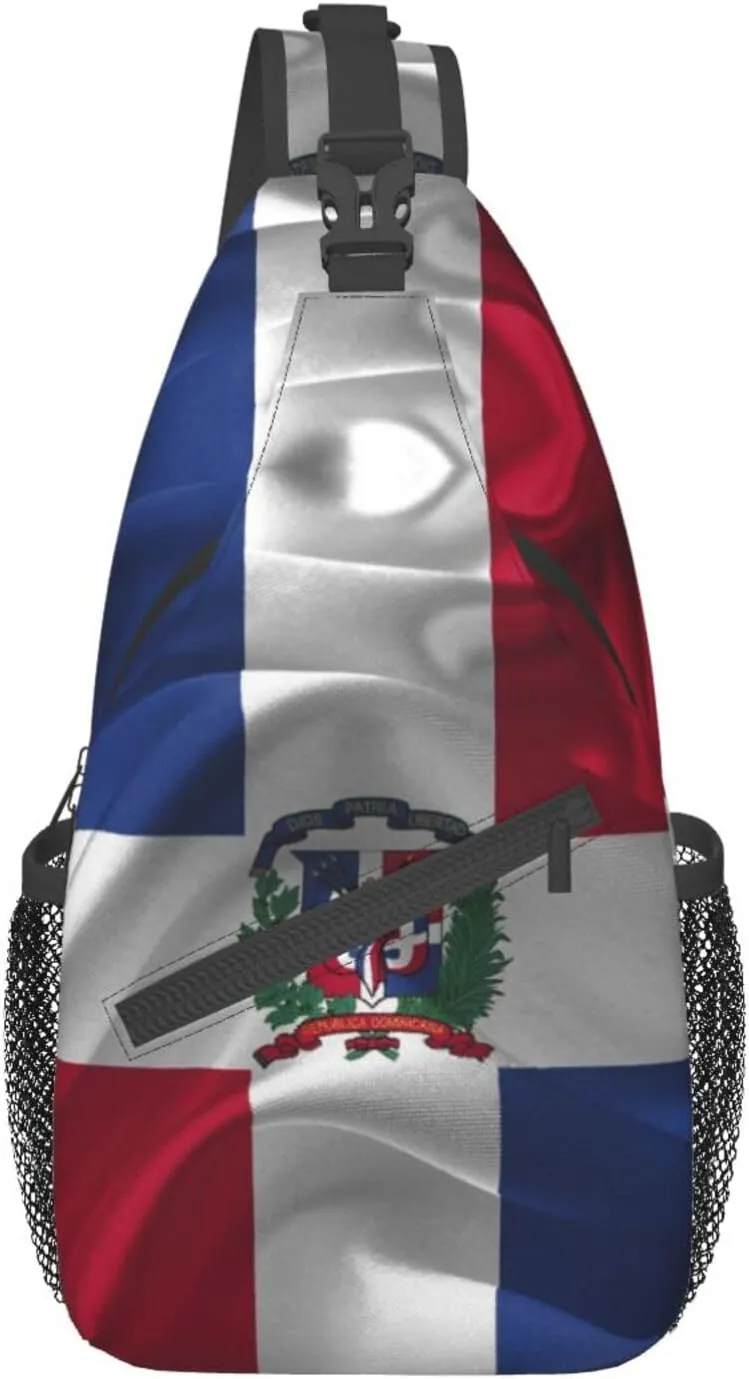 ASYG Funny Dominica Flag Sling Bag Crossbody Backpack Travel Hiking Daypack Dominican Shoulder Bag Chest Bag for Women Men