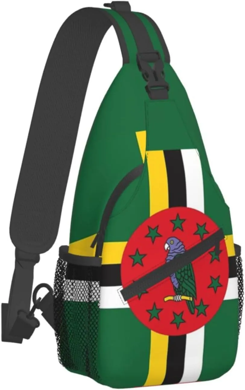 ASYG Funny Dominica Flag Sling Bag Crossbody Backpack Travel Hiking Daypack Dominican Shoulder Bag Chest Bag for Women Men