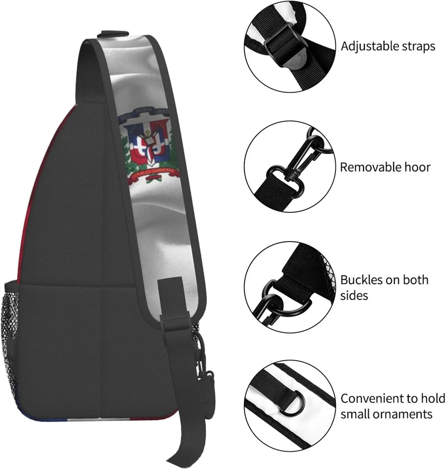 ASYG Funny Dominica Flag Sling Bag Crossbody Backpack Travel Hiking Daypack Dominican Shoulder Bag Chest Bag for Women Men