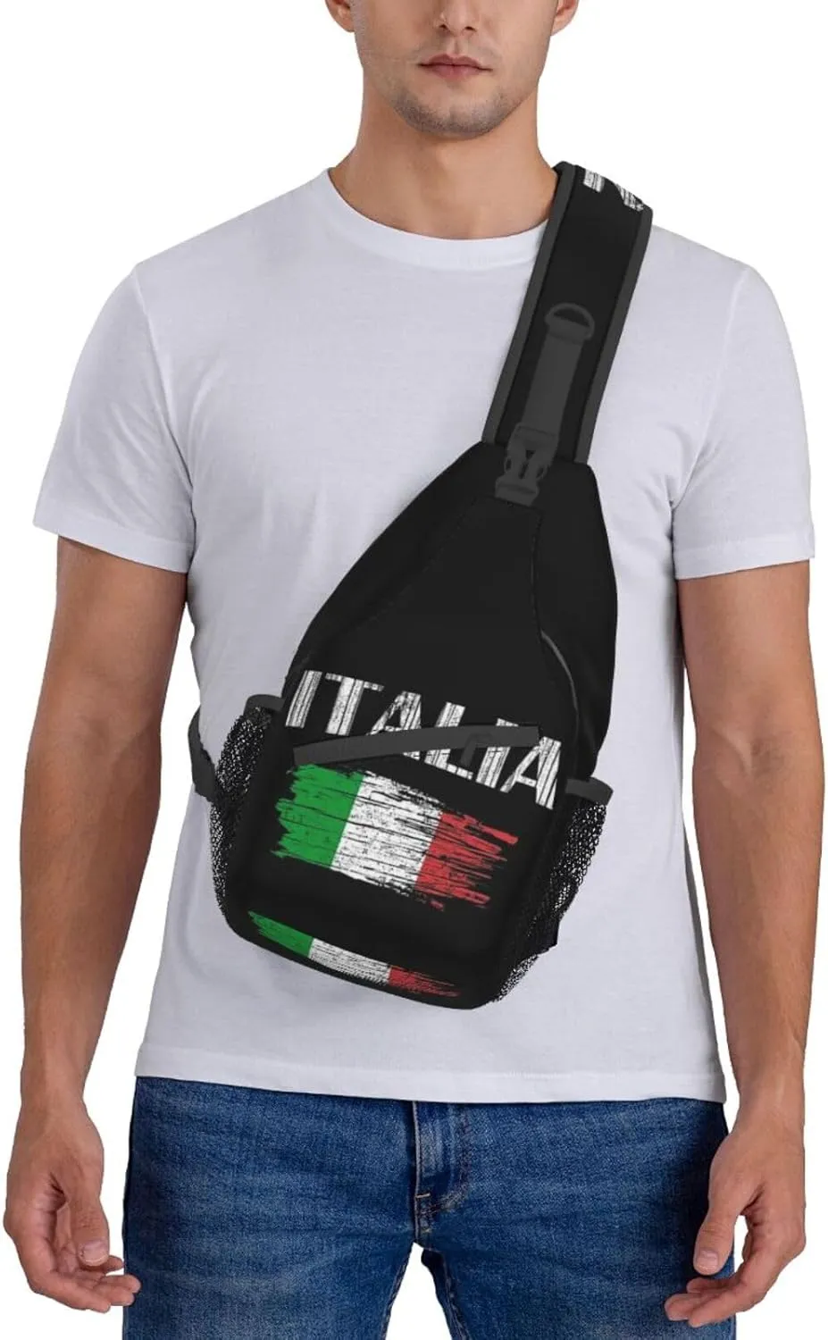 ASYG Vintage Italy Flag Crossbody Sling Backpack Sling Bag Travel Hiking Chest Bag Italian Flag Daypack for Women Men