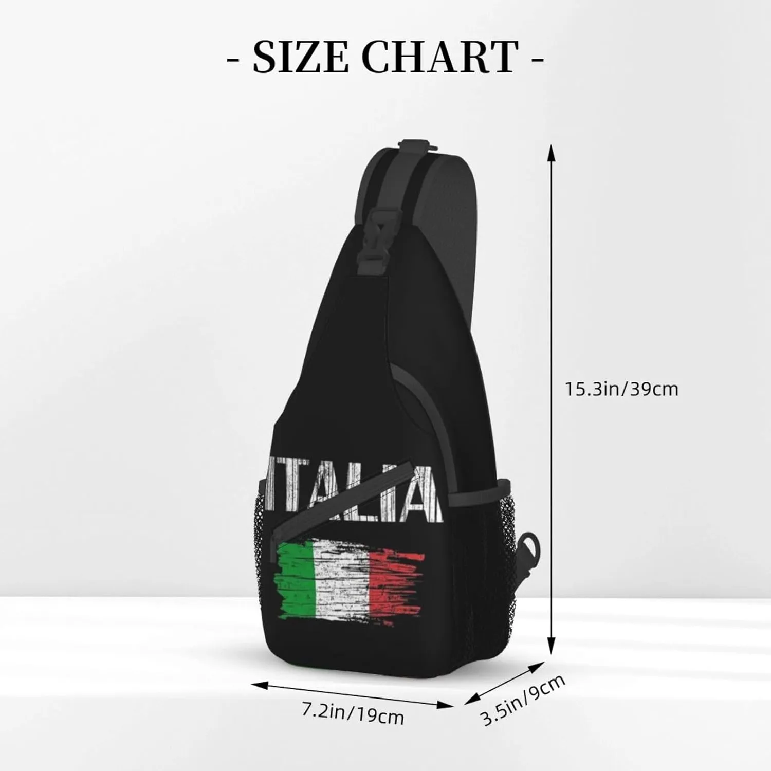 ASYG Vintage Italy Flag Crossbody Sling Backpack Sling Bag Travel Hiking Chest Bag Italian Flag Daypack for Women Men