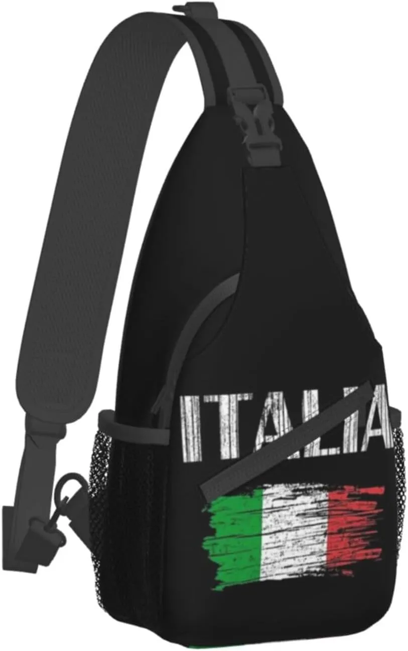ASYG Vintage Italy Flag Crossbody Sling Backpack Sling Bag Travel Hiking Chest Bag Italian Flag Daypack for Women Men