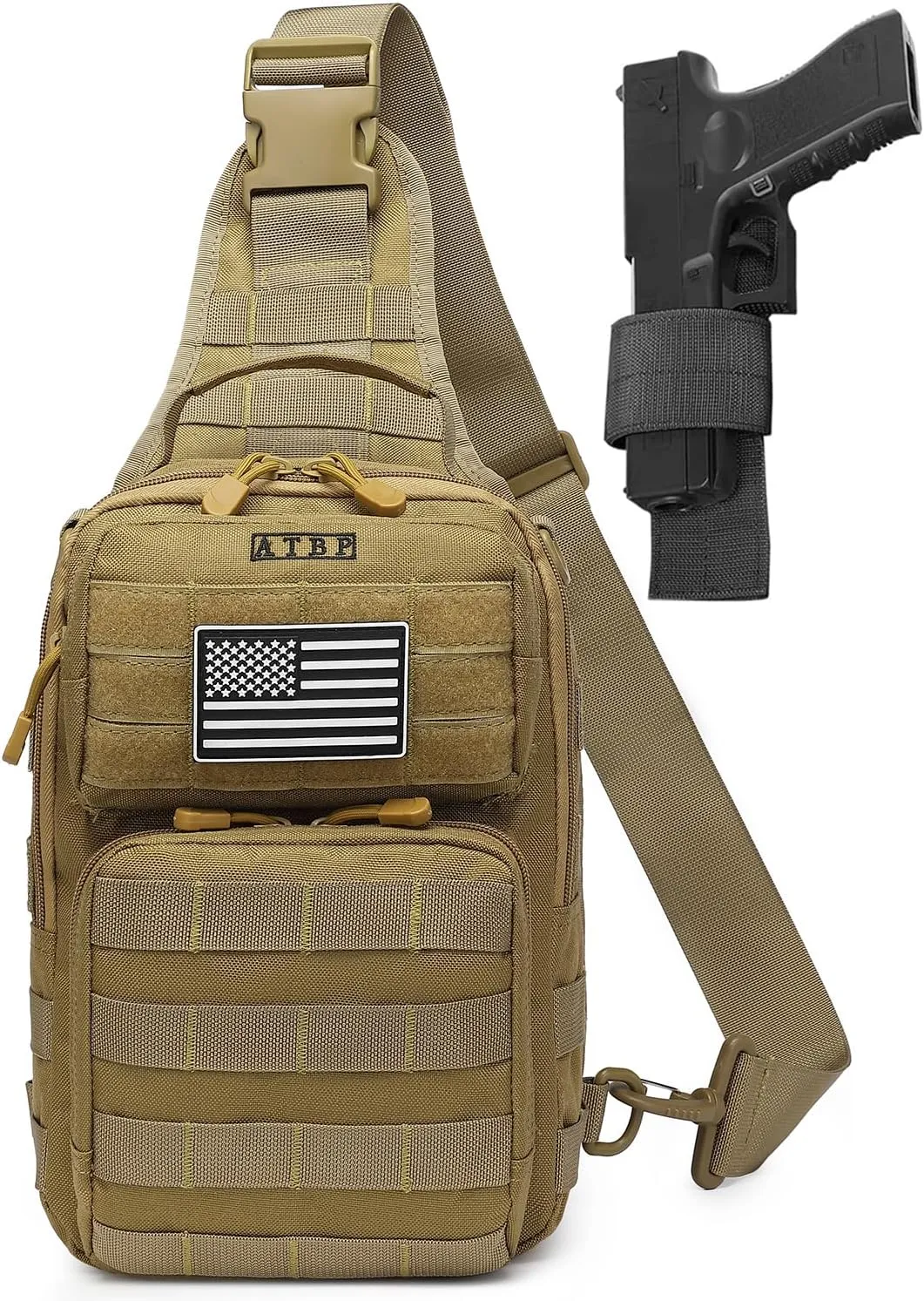 ATBP Tactical Sling Backpack With Holster Military Crossbody Bag for Men Single Shoulder Back Pack 10L