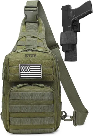 ATBP Tactical Sling Backpack with Holster Military Crossbody Bag for Men Single Shoulder Back Pack 10L