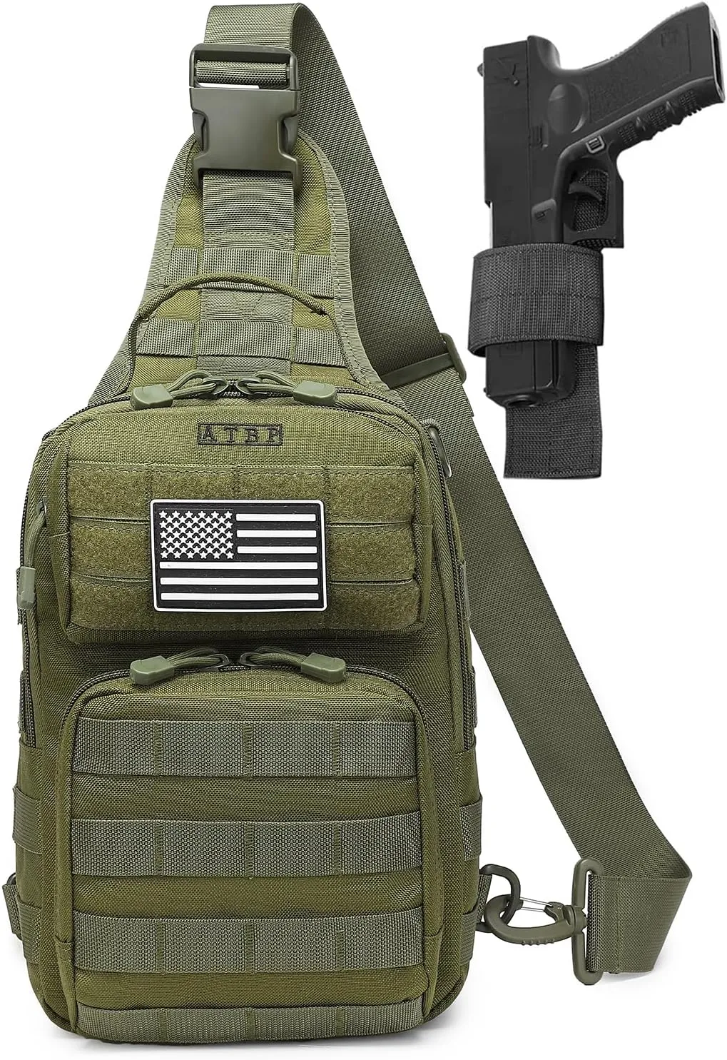 ATBP Tactical Sling Backpack with Holster Military Crossbody Bag for Men Single Shoulder Back Pack 10L