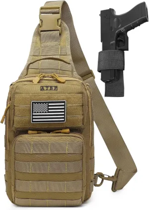 ATBP Tactical Sling Backpack With Holster Military Crossbody Bag for Men Single Shoulder Back Pack 10L