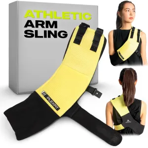 Athletic Arm Sling Class A Medical Device - Shoulder Sling Immobilizer for Injury Support - For Elbow & Wrist Too - Men & Women (X-Large Right, Yellow & Black)