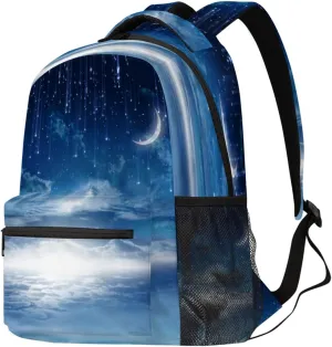 Aurora Meteor Travel Waterproof Backpack Moon Sky Laptop Bag with Adjustable Padded Shoulder Straps for Women Men Business Work Travel Hiking Camping