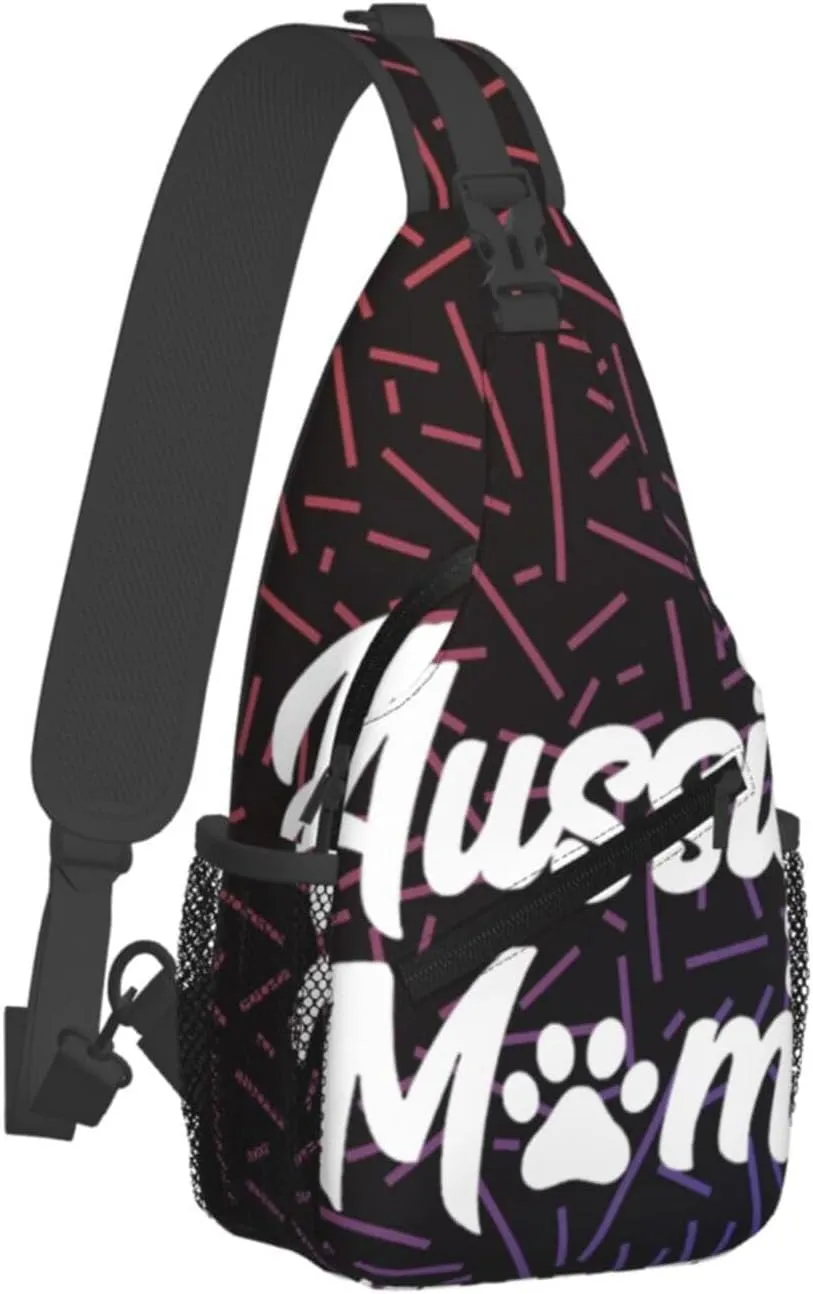 Aussie Mom Crossbody Backpack Chest Shoulder Bag Lightweight One Strap Travel Hiking Daypack