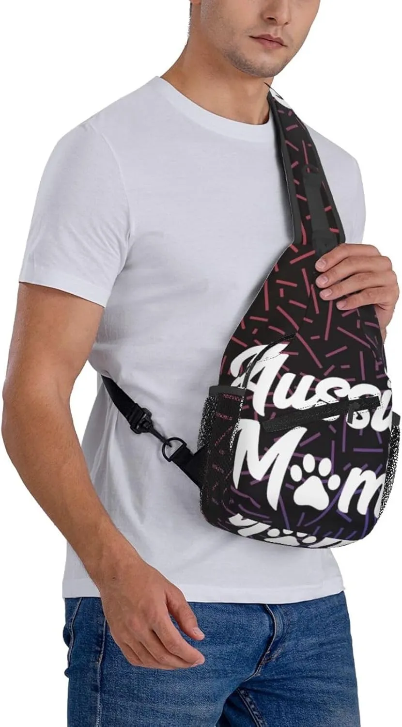 Aussie Mom Crossbody Backpack Chest Shoulder Bag Lightweight One Strap Travel Hiking Daypack