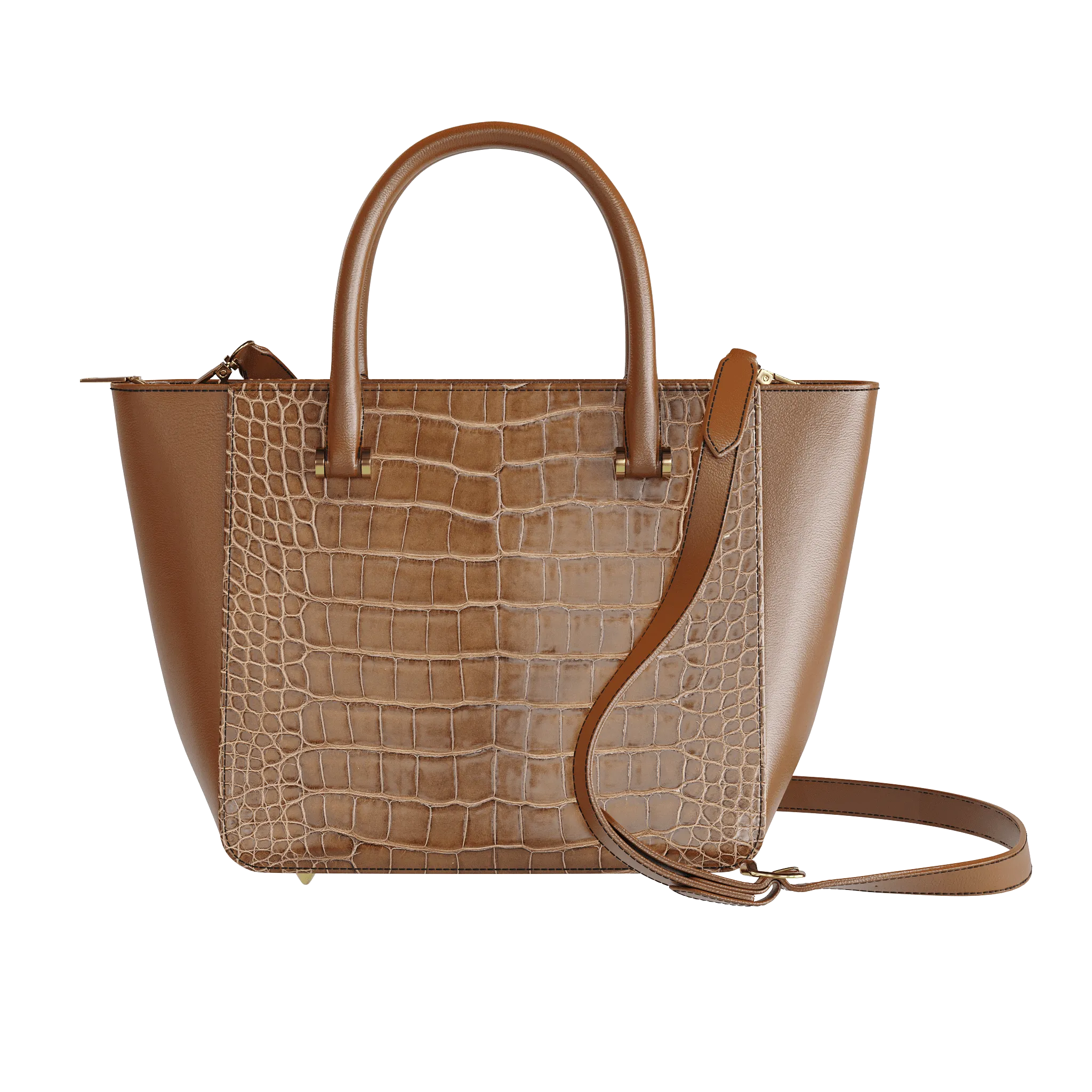 Authentic Alligator Tote With Rich Chocolate Accents