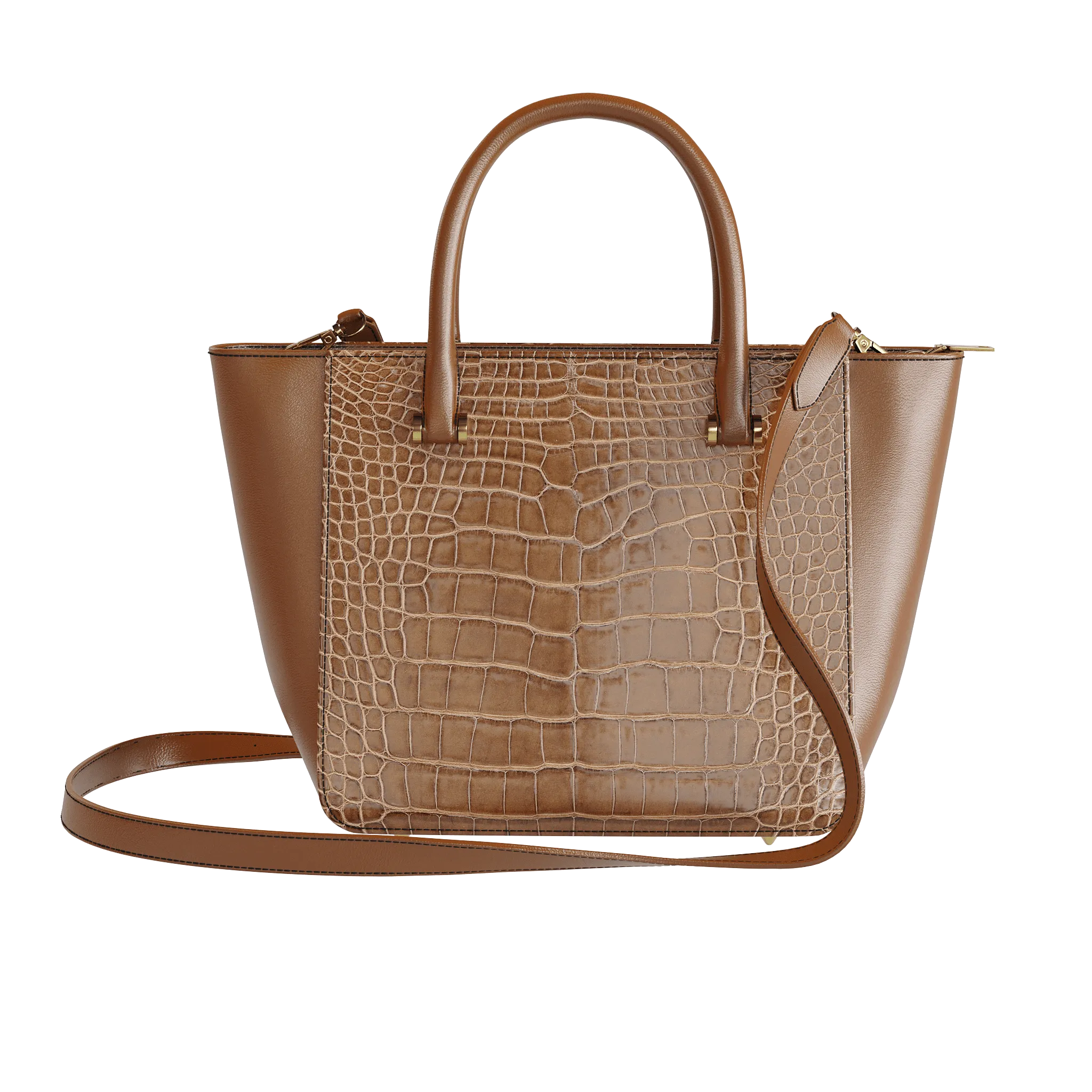 Authentic Alligator Tote With Rich Chocolate Accents