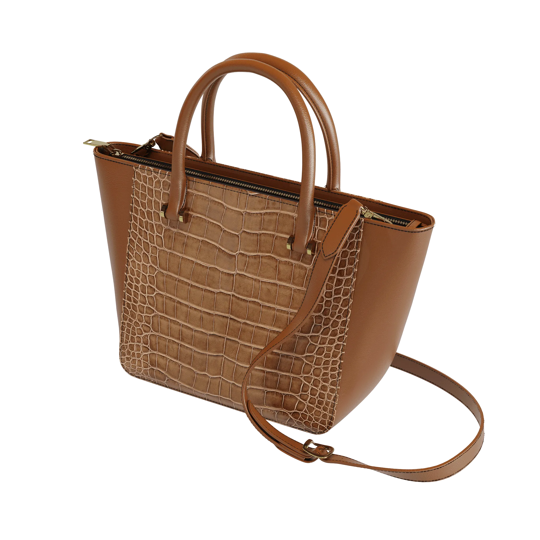 Authentic Alligator Tote With Rich Chocolate Accents