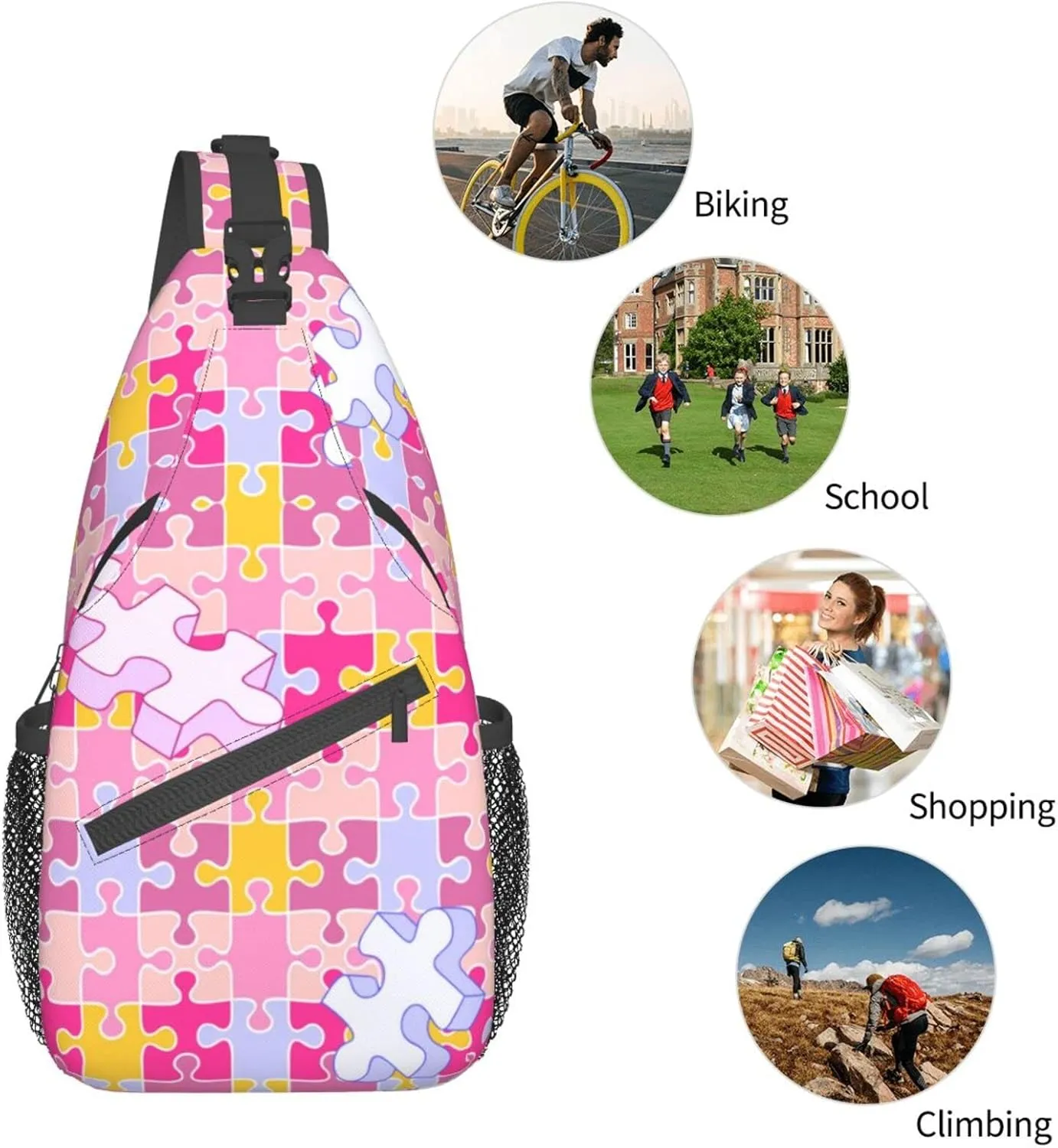 Autism Sling Bag for Women Men Autism Awareness Crossbody Sling Backpack Shoulder Chest Bag for Travel Hiking