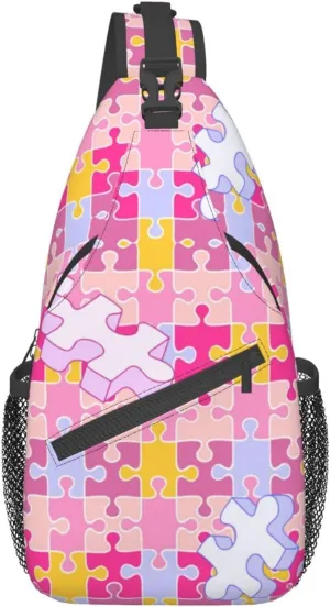 Autism Sling Bag for Women Men Autism Awareness Crossbody Sling Backpack Shoulder Chest Bag for Travel Hiking
