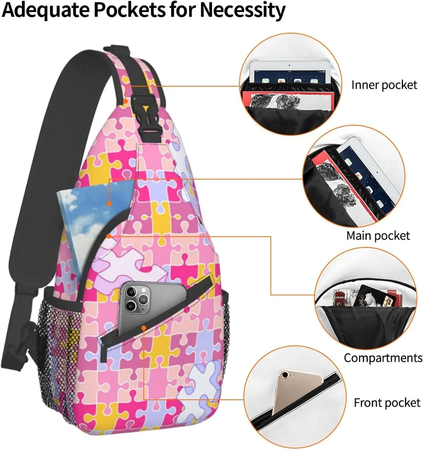 Autism Sling Bag for Women Men Autism Awareness Crossbody Sling Backpack Shoulder Chest Bag for Travel Hiking