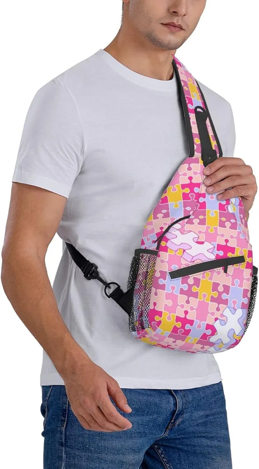 Autism Sling Bag for Women Men Autism Awareness Crossbody Sling Backpack Shoulder Chest Bag for Travel Hiking